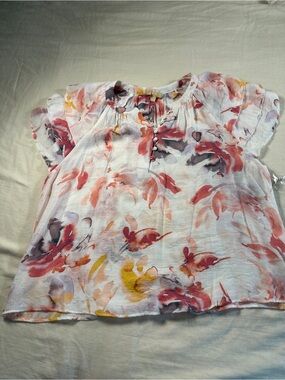 Lightweight Floral Watercolor Blouse